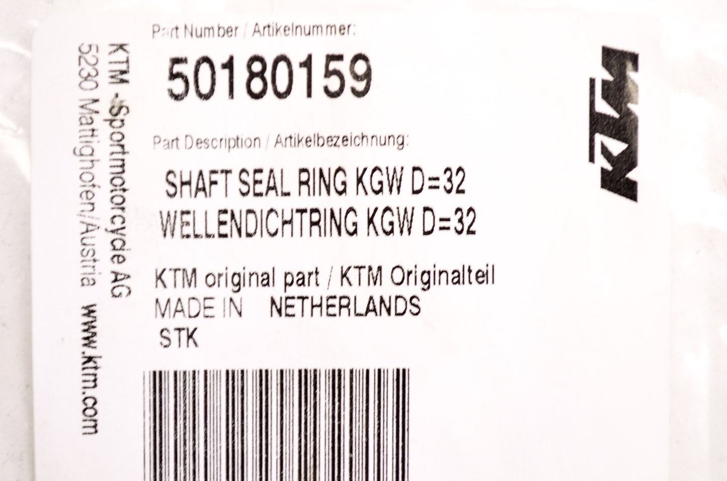 OEM KTM 50180159 Shaft Seal Ring KGW D=32 NOS