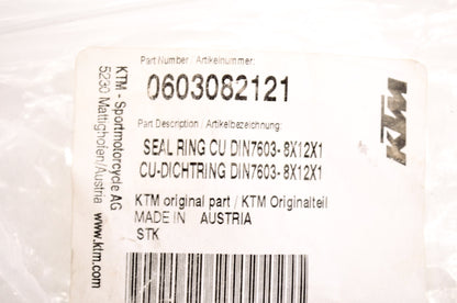 OEM KTM 603082121 Seal Ring 8x12x1 NOS