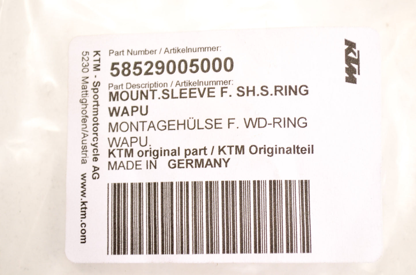 New OEM KTM Shock Mounting Sleeve NOS