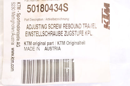 OEM KTM 50180434S Adjusting Screw Rebound Travel NOS