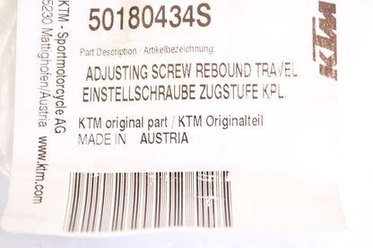 OEM KTM 50180434S Adjusting Screw Rebound Travel
