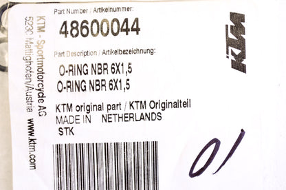 OEM KTM 48600044 O-Ring NBR 6X1.5 Qty 2 NOS