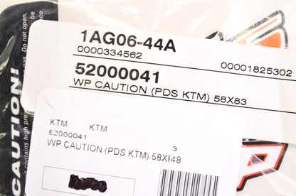 New OEM KTM Warning Decal 58x83 WP Suspension PDS NOS