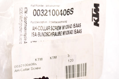 OEM KTM 0032100406S Allen Head Collar Screw M10X40 ISA45 NOS