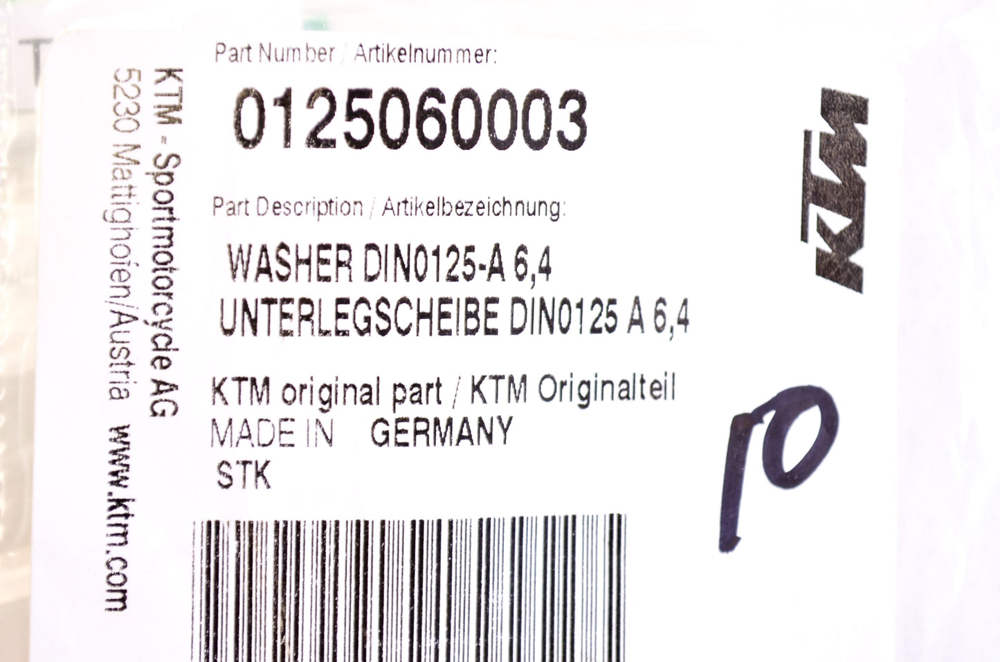 OEM KTM 125060003 Washer Qty 4 NOS