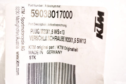New OEM KTM Filter Plug 20x1.5 NOS