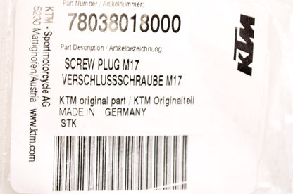 New OEM KTM Screw Plug M17 NOS