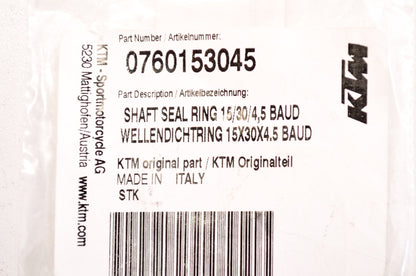 OEM KTM 760153045 Shaft Seal Ring 15/30/4,5BAUD NOS