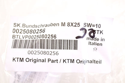 OEM KTM 25080256 Hex Head Collar Screw M8X25 TX40 NOS