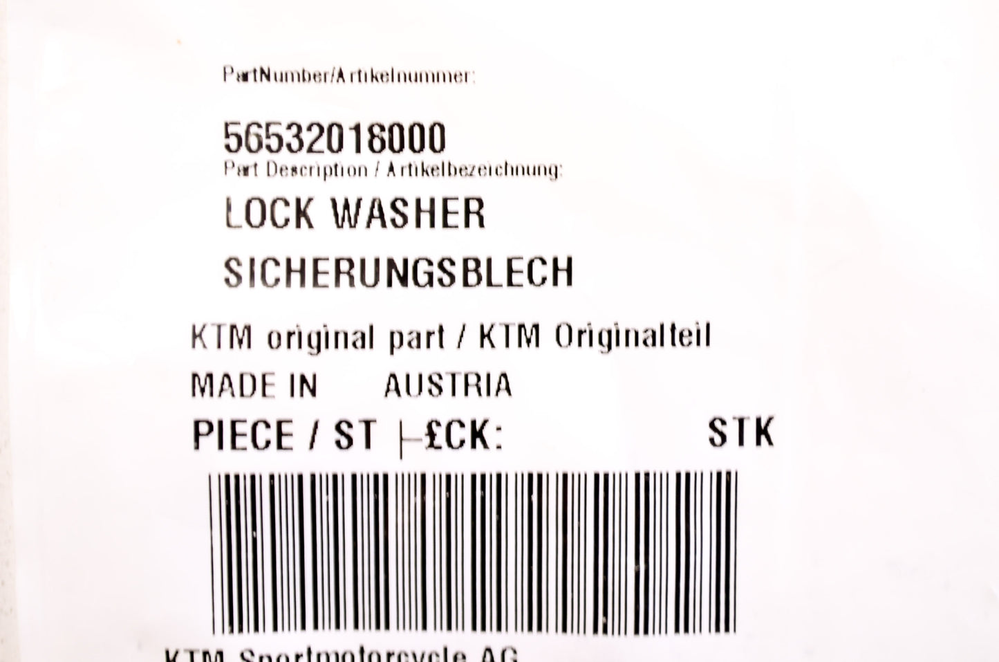 OEM KTM 56532018000 Lock Washer