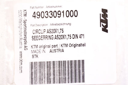 OEM KTM 49033091000 Circlip 20x1.75 NOS