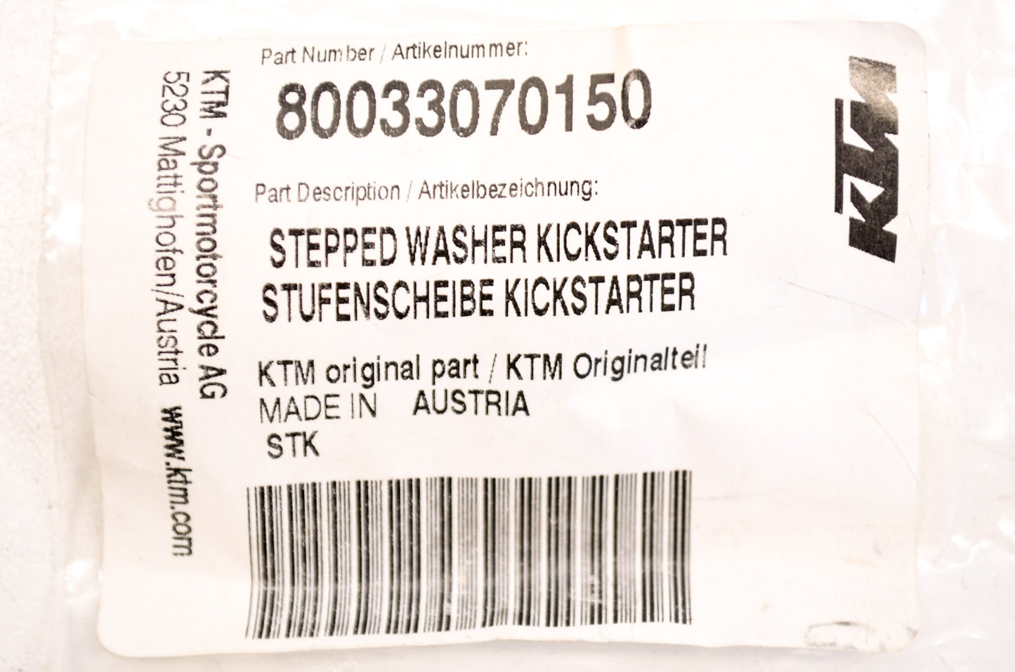 New OEM KTM Kickstarter Stepped Washer NOS
