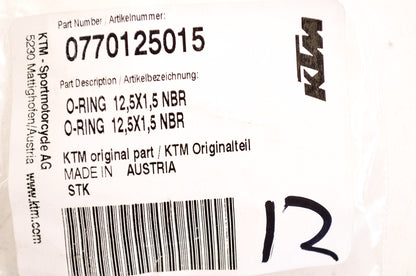 OEM KTM 770125015 O-Ring 12.5X1.5 NBR Qty 2 NOS