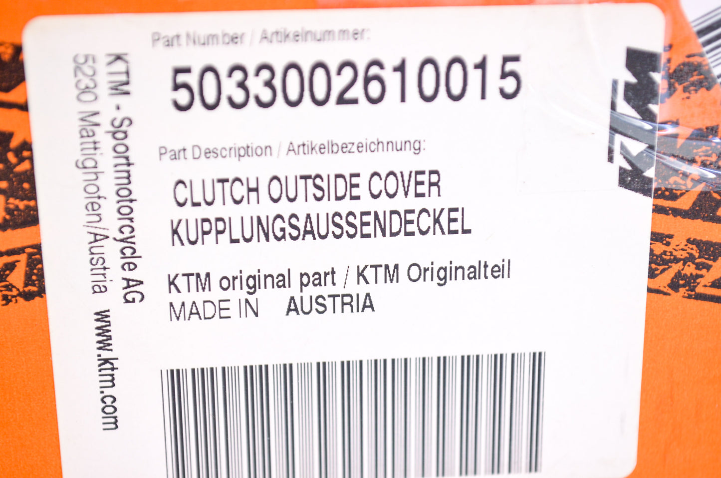 New OEM KTM Outside Clutch Cover NOS