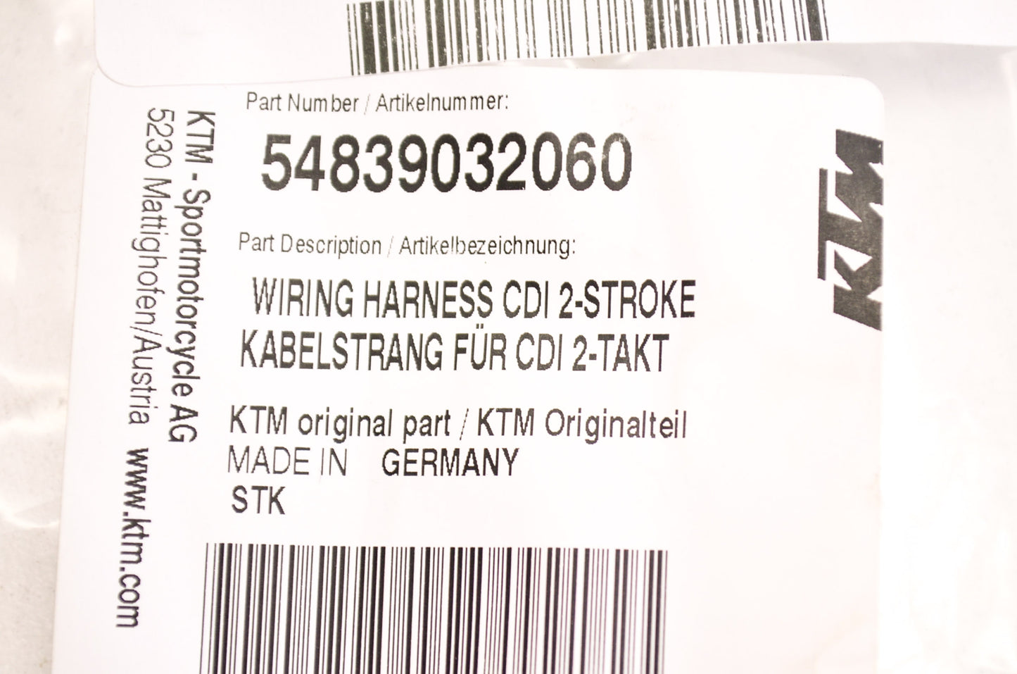OEM KTM 54839032060 Wiring Harness NOS