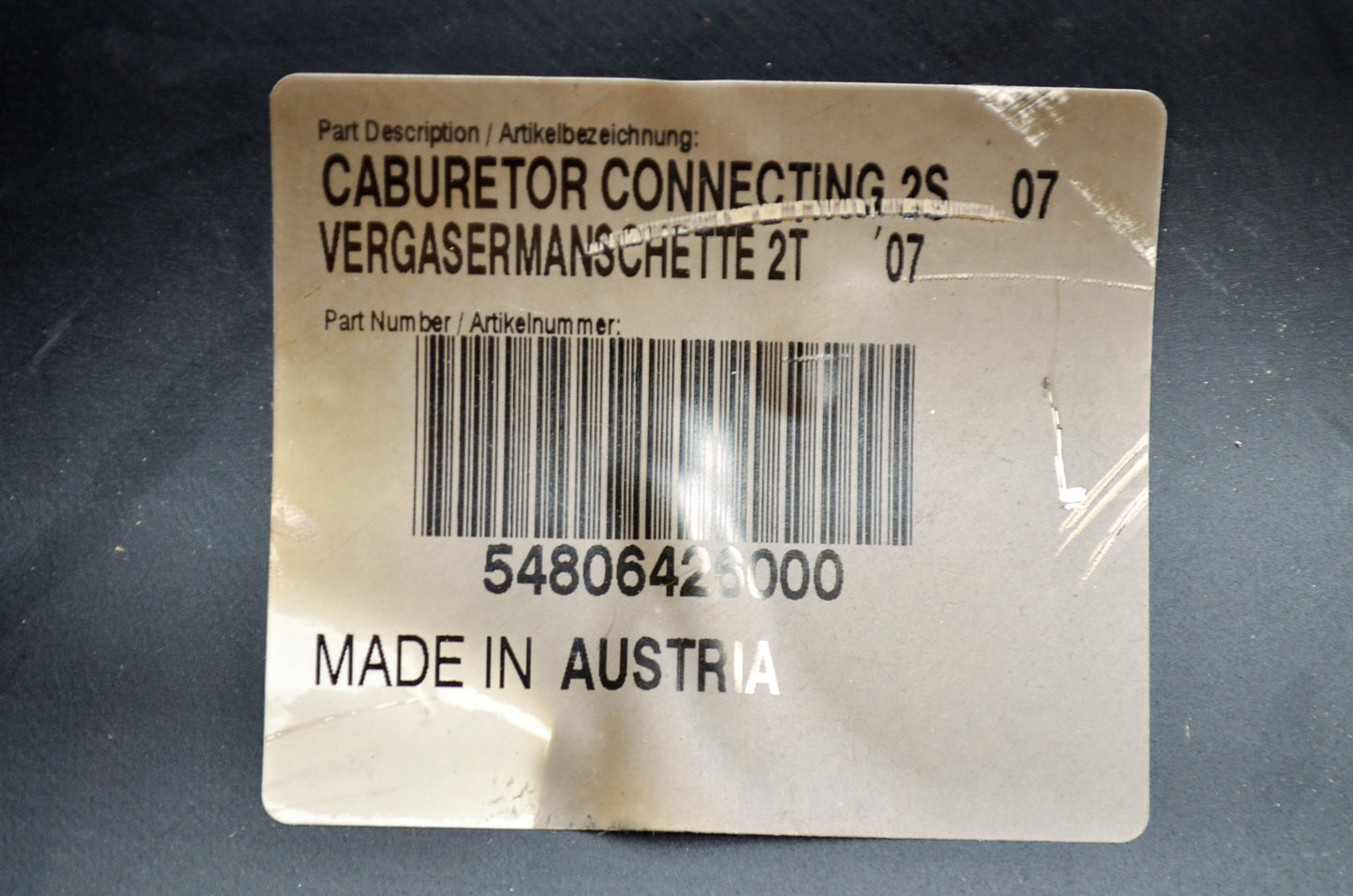 OEM KTM 54806426000 Carburetor Connecting Duct NOS
