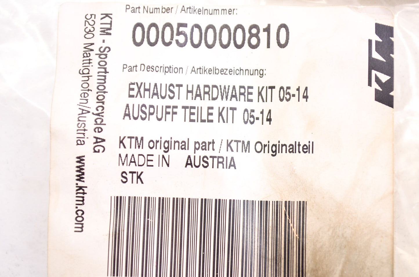 New OEM KTM Exhaust Hardware Kit NOS
