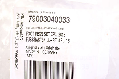 OEM KTM 79003040033 Foot Pegs Set NOS