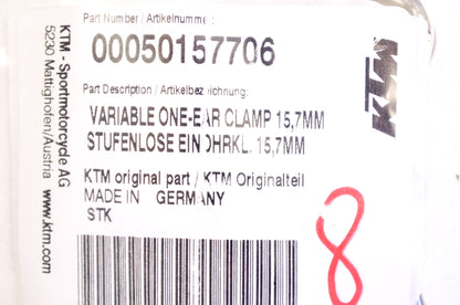 OEM KTM 50157706 Variable One-Ear Clamp 15.7MM NOS