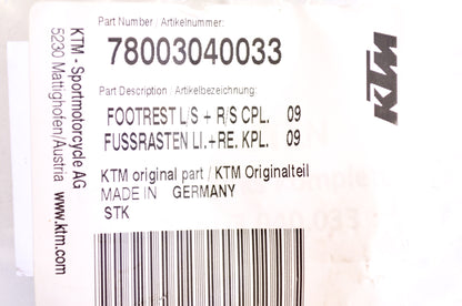 New OEM KTM Complete Footrest Kit NOS