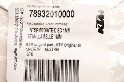 OEM KTM 78932010000 Intermediate Disc 1mm NOS