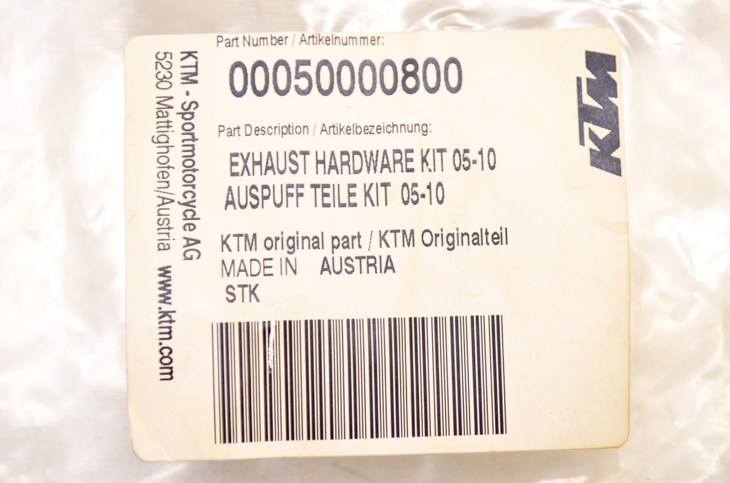 New OEM KTM Exhaust Hardware Kit NOS