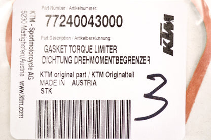New OEM KTM Torque Limiter Gasket NOS
