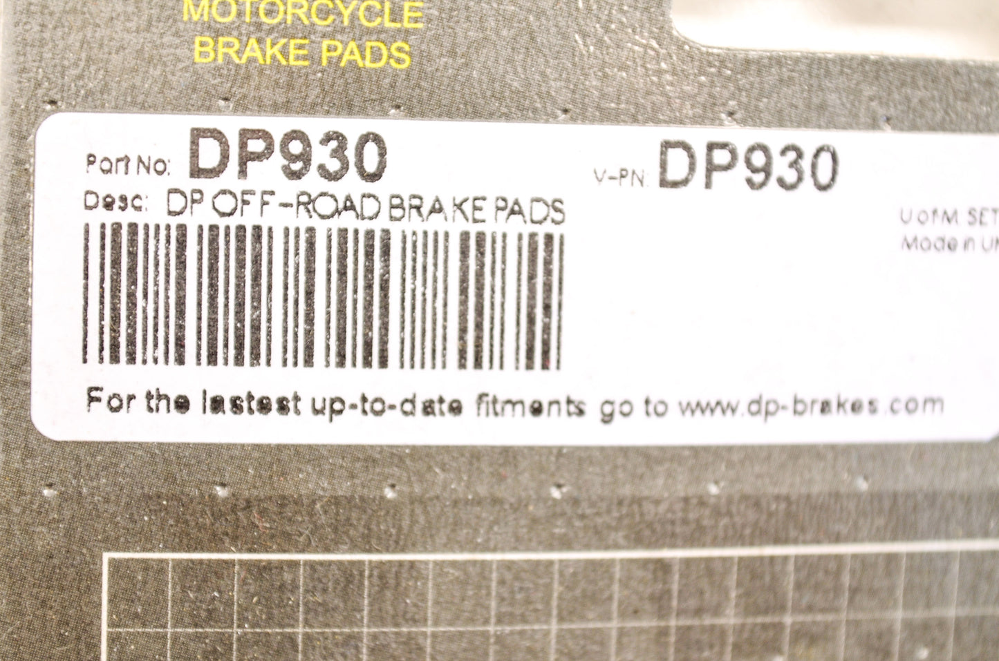 DP Brakes DP930 Off-Road Sintered Brake Pad Pair NOS