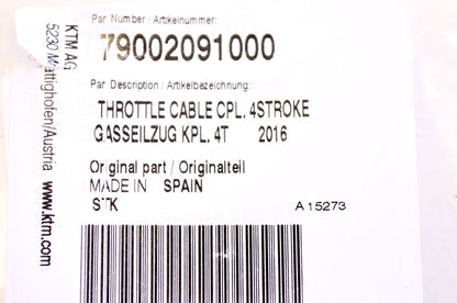 OEM KTM 79002091000 Complete 4 Stroke Throttle Cable NOS