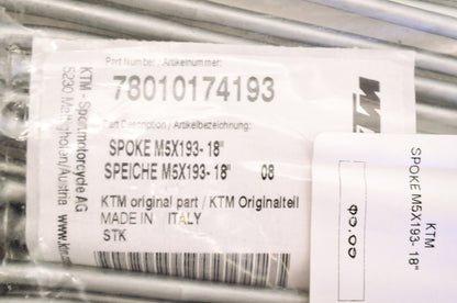OEM KTM 78010174193 Spoke 5x193 18' NOS