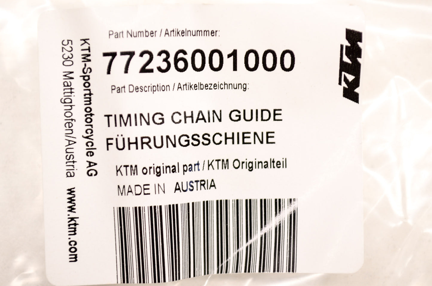 New OEM KTM Timing Chain Guide NOS