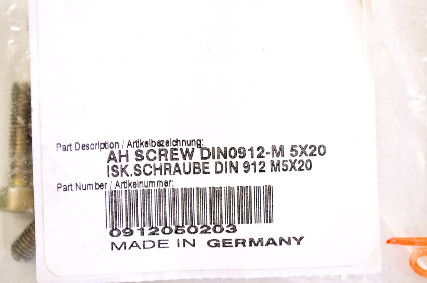 OEM KTM 912050203 Allen Head Screw DIN0912 M5X20 Qty 2 NOS
