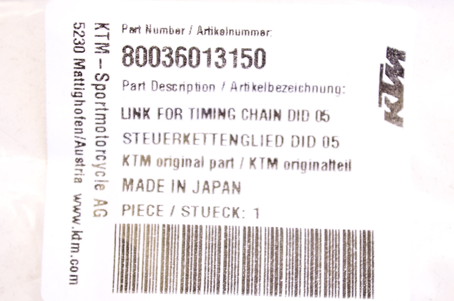 New OEM KTM Timing Chain Link NOS