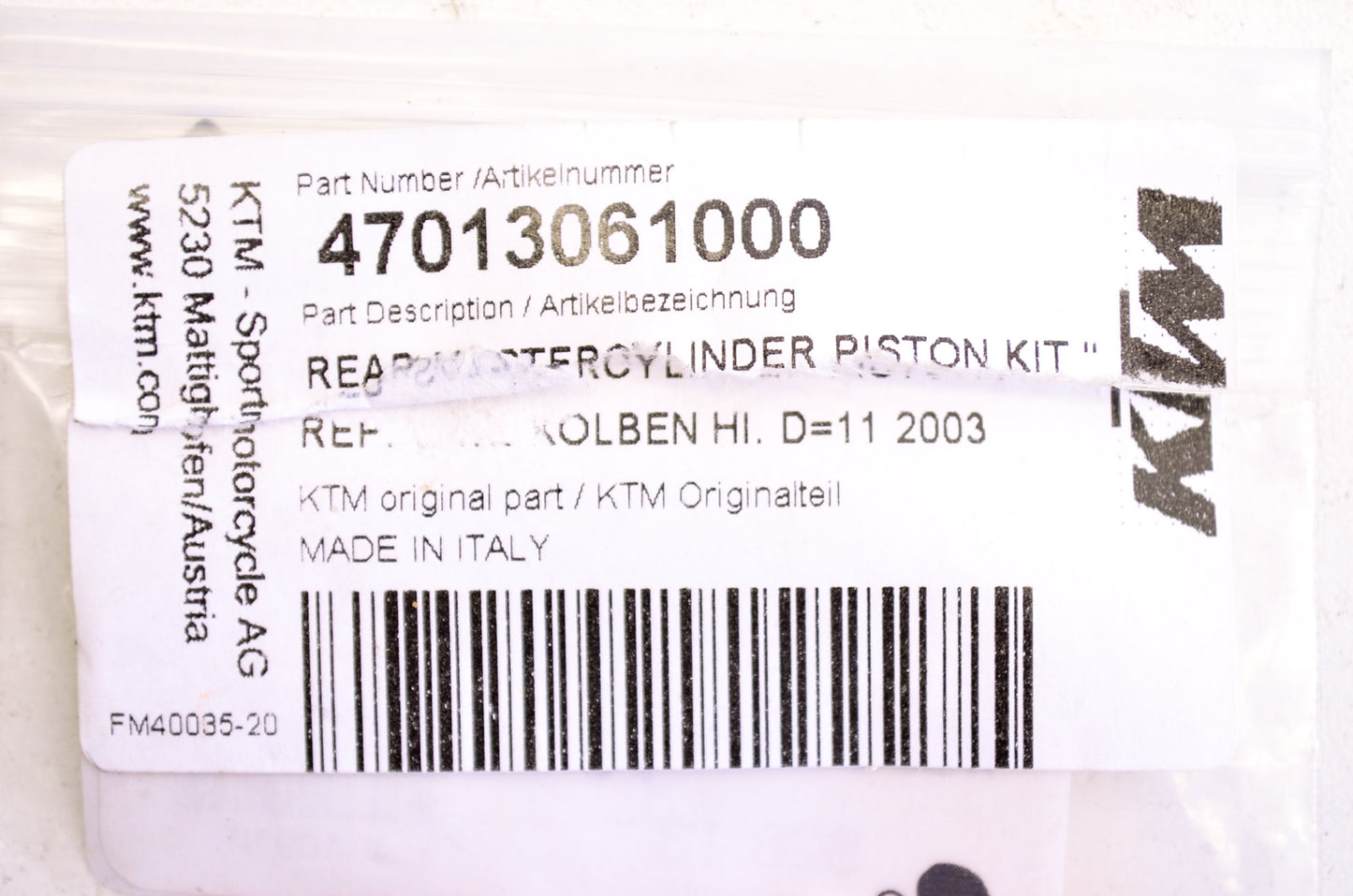 Formula Rear Master Cylinder Piston Kit NOS