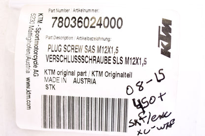 New OEM KTM Plug Screw 12x1.5 NOS