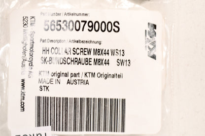 OEM KTM 56530079000S Hex Head Collar Screw M8X44 WS13 NOS