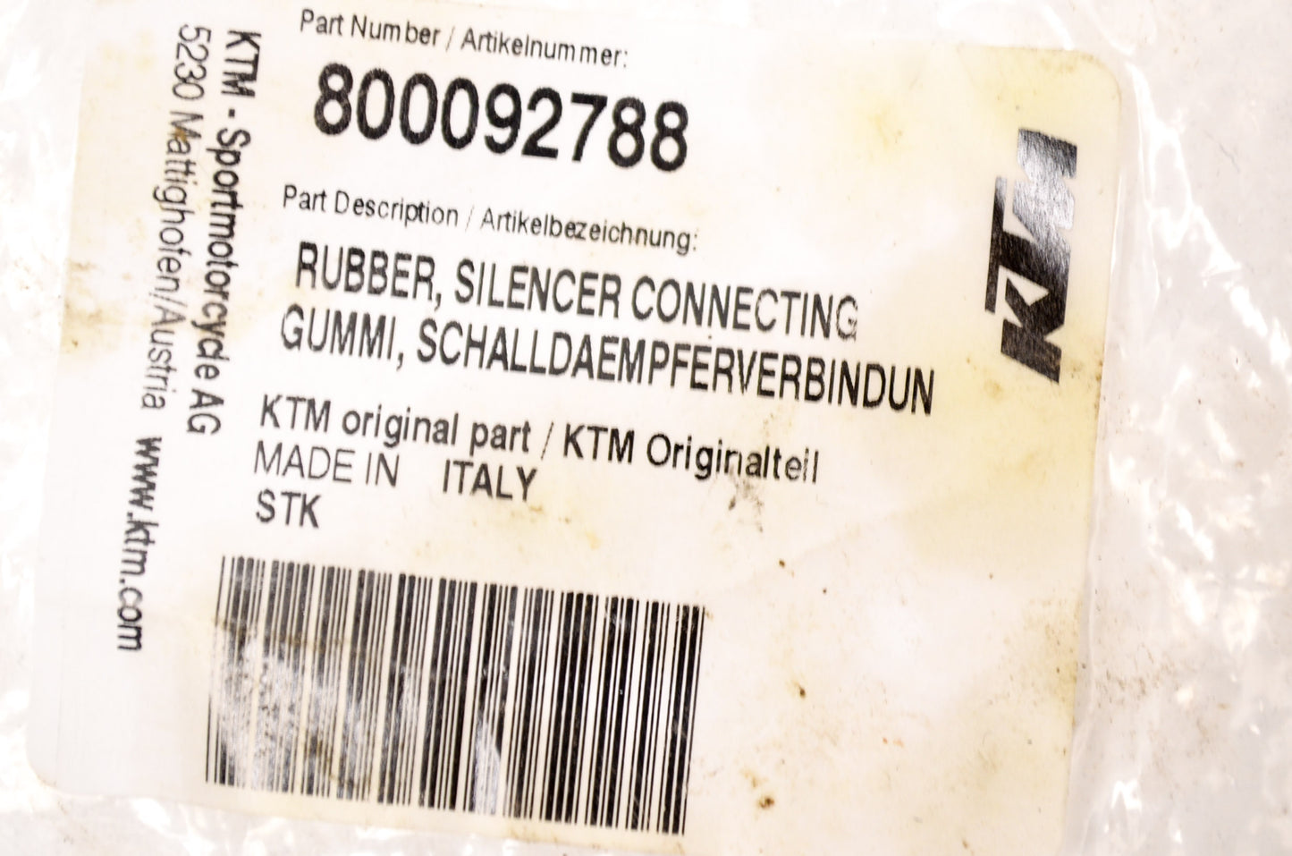 New OEM KTM Rubber Silencer NOS