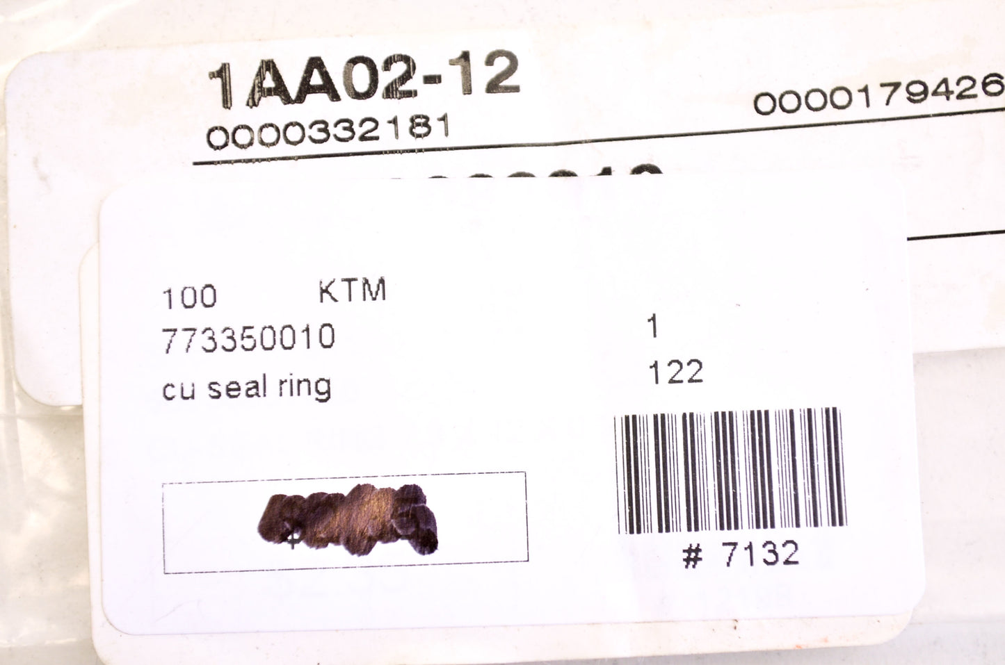 OEM KTM 773350010 Copper Radiator Washer NOS