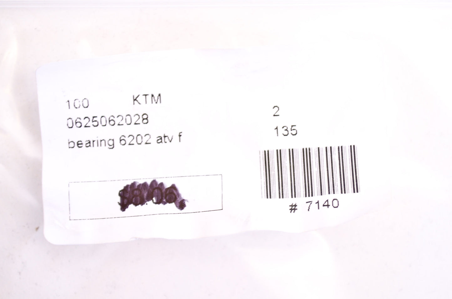 OEM KTM 625062028 Ball Bearing 6202-2RSH/C3 NOS