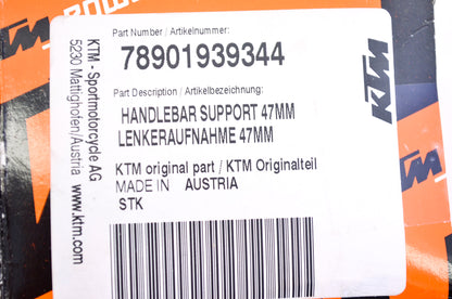 OEM KTM 78901939344 Handlebar Support 47mm NOS