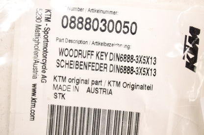 New OEM KTM Woodruff Key 3x5x13 NOS