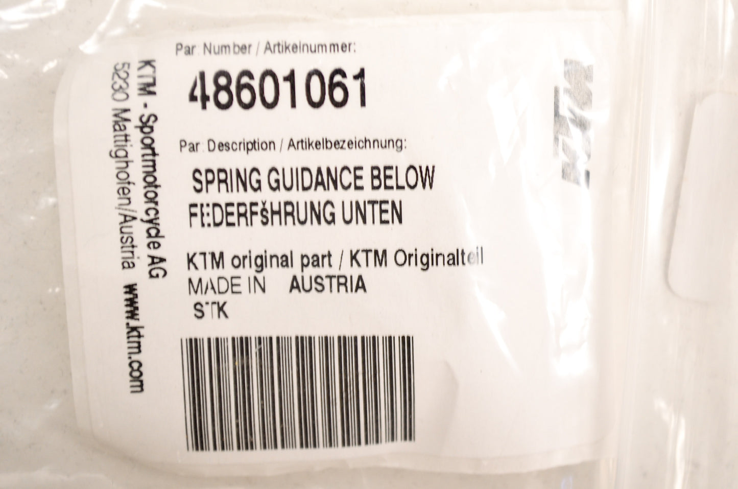 OEM KTM 48601061 Guidance Below Spring