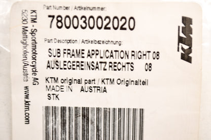 OEM KTM 78003002020 Sub Frame Insert Right Side NOS