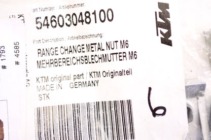 OEM KTM 54603048100 M6 Range Change Metal Nut