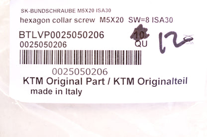 OEM KTM 25050206 Hex Head Collar Screw M5X20 TX30 NOS