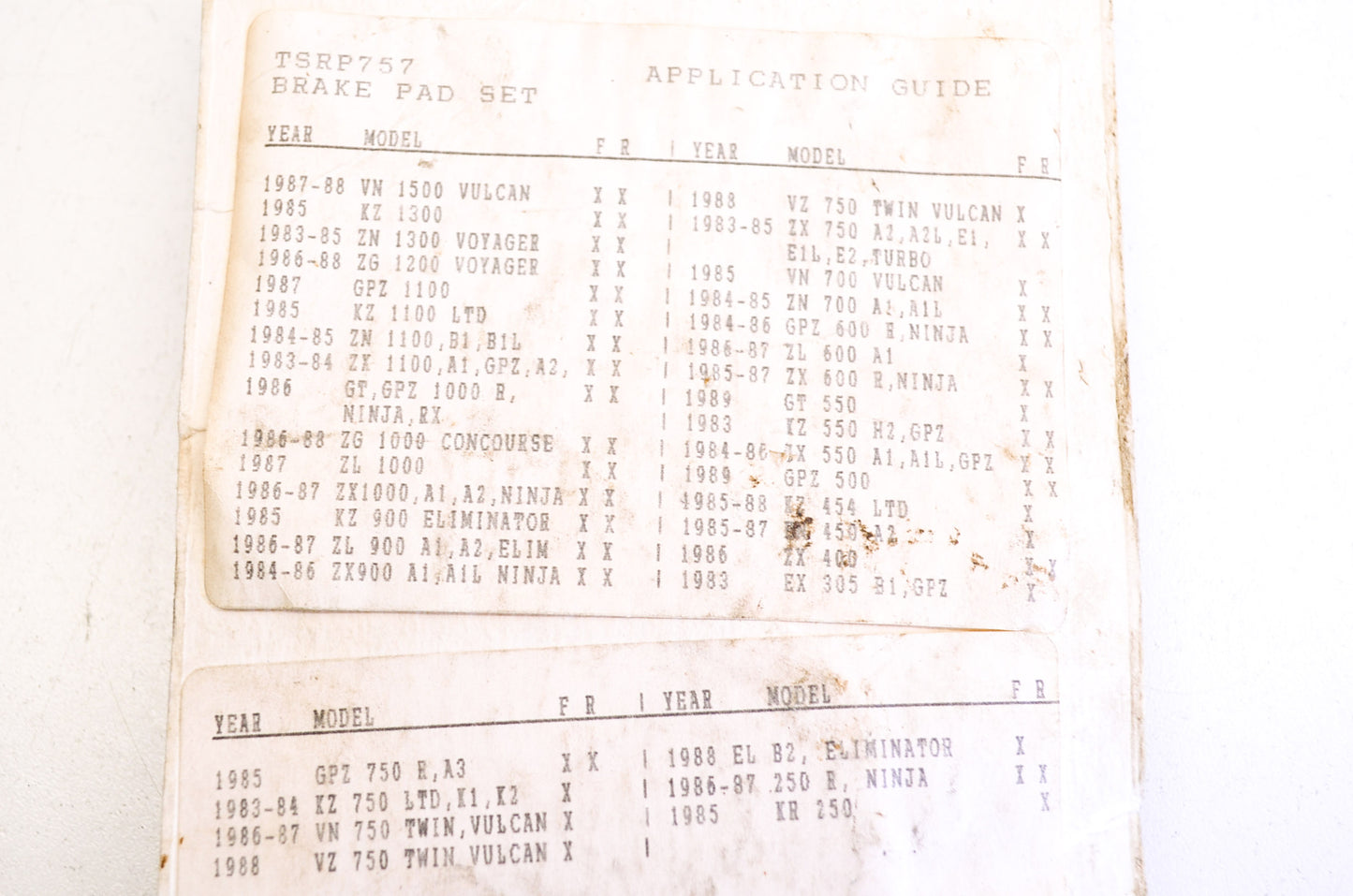 TUFSTOP TSRP757 Brake Pad Pair NOS