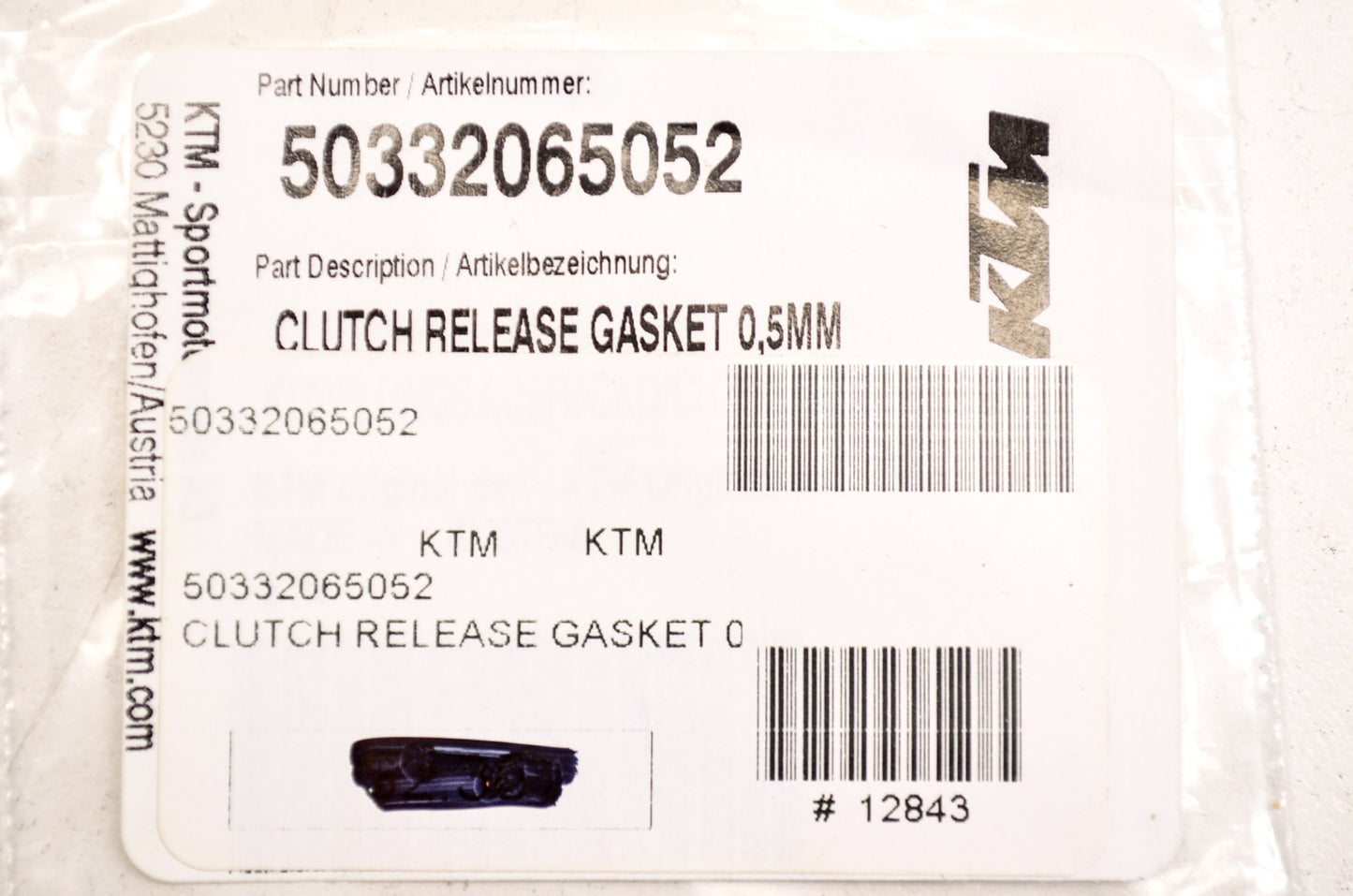 OEM KTM 50332065052 Clutch Release Gasket 0.5mm NOS