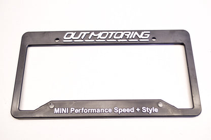 New OutMotoring Mini Cooper License Plate Frame Black/White NOS