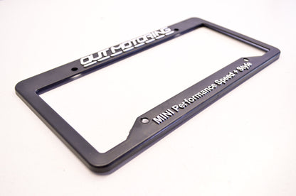 New OutMotoring Mini Cooper License Plate Frame Black/White NOS
