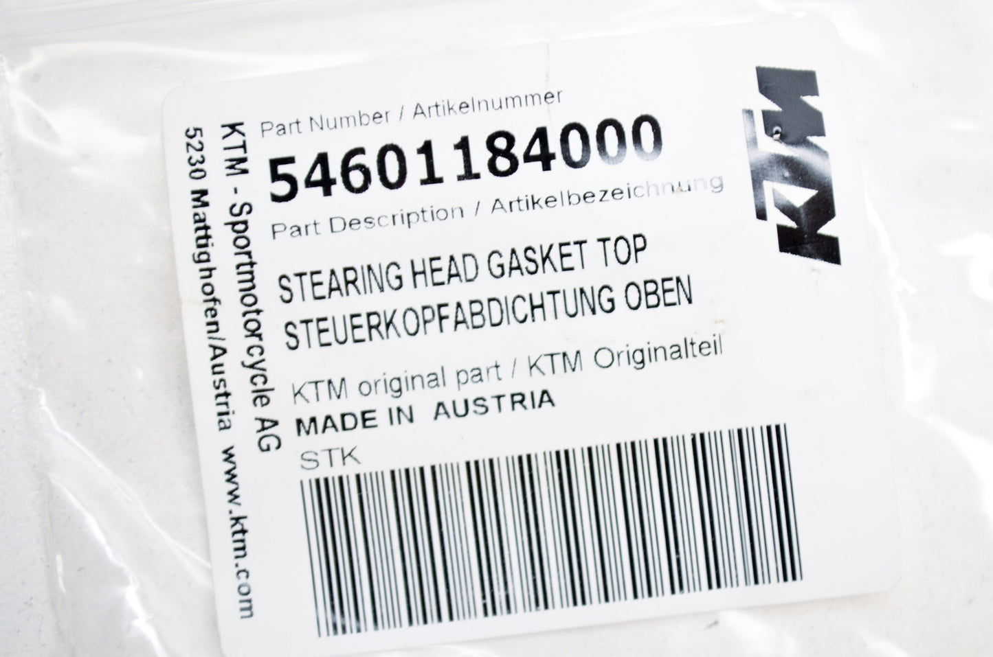 New OEM KTM Steering Head Top Gasket NOS